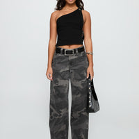 Big Talk Baggy Jeans Grey Washed Camo