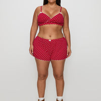 Slow Start Pointelle Sleep Short Red Curve