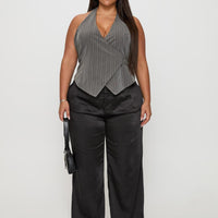 First Place Low Rise Satin Pant Black Curve