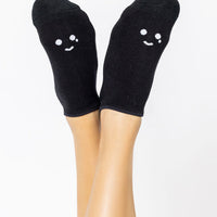 Happy Cry Face Low Rise Socks - Black