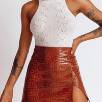 The Wren Mini Skirt Brown Croc