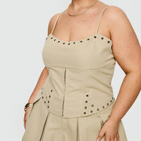 Alinzia Eyelet Skort Beige Curve