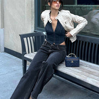 Top Model Low Rise Straight Leg Jeans Charcoal