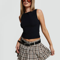 Envision Pleat Mini Skirt Brown Multi