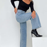 Nicolo High Rise Straight Leg Jeans Light Blue Wash