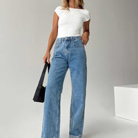 Ollie Mid Rise Straight Leg Jeans Mid Wash