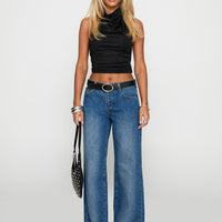 On Sunset Mid Rise Straight Leg Jeans Dark Wash