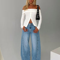 Esperance Mid Rise Barrel Leg Jeans Vintage Blue