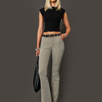 Mitsuki Mid Rise Pants Grey