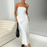 Ermias Linen Blend Midi Skirt White