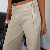 Boxie Mid Rise Wide Leg Jeans Washed Green