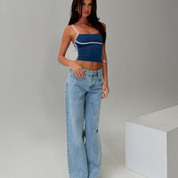 Serenitia Mid Rise Straight Leg Jeans Light Wash