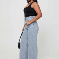 Nicolo High Rise Straight Leg Jeans Light Blue Wash