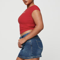 Faya Low Rise Mini Denim Skirt Vintage Dark Wash Tall