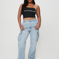 Belgrove Cargo Jeans Mid Wash Denim