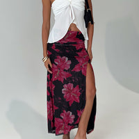Cooperi Maxi Skirt Black / Red Floral