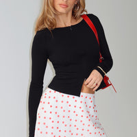 Dapple Bias Mini Skirt White / Red Polka