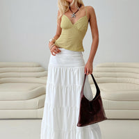 Snowy River Tiered Maxi Skirt White