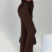 Palomia Ribbed Pants Chocolate