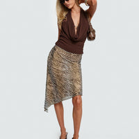 Diora Asymmetrical Midi Skirt Animal Print