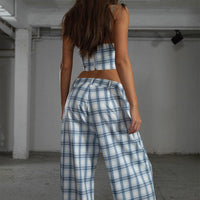 JGR & STN Cami Plaid Trouser Blue Check