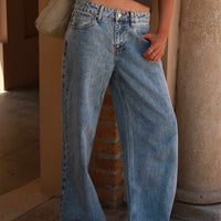 Shima Low Rise Straight Leg Jeans Light Wash
