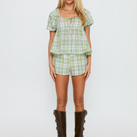 Cerelia Tie Up Set Green Check