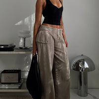 Paltrow Mid Rise Wide Leg Cargo Jeans Washed Brown Petite