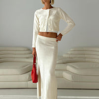 Collase Knit Maxi Skirt Cream