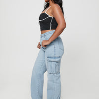 Belgrove Cargo Jeans Mid Wash Denim