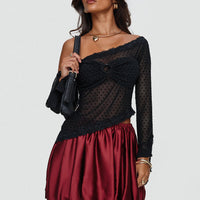 Rubee Bubble Hem Mini Skirt Red