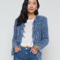 Azure Fringe Cardigan Blazer