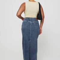 Lune Denim Maxi Skirt Blue