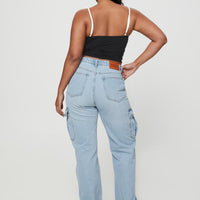 Belgrove Cargo Jeans Mid Wash Denim