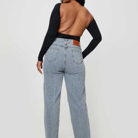 Kalinda High Rise Straight Leg Jeans Blue