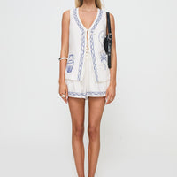 Sun And Palm Trees Vest Set White / Blue