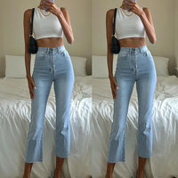 Angela Cropped Jeans Light Wash Denim