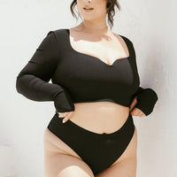 Low Tide Super Cheeky Bikini Bottom - Black Rib