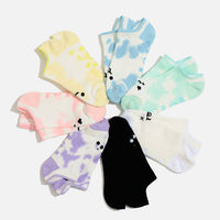 Angry Face Low Rise Socks - Green Tie Dye