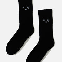 Happy Cry Face Mid-Calf Gym Socks - Black