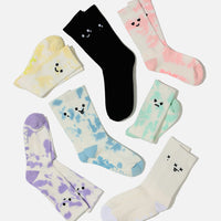 Angry Face Mid-Calf Gym Socks - Green Tie Dye