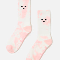 Heart Eyes Mid-Calf Gym Socks - Pink Tie Dye