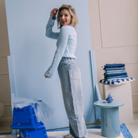 Abbey Balloon Strass Jeans - Blauw