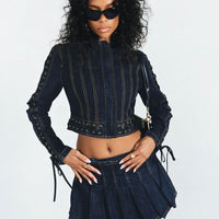 Camelia Pleat Mini Dark Denim