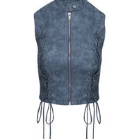 Ceejay Faux Leather Top Blue