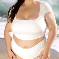 Low Tide Super Cheeky Bikini Bottom - Cream Rib