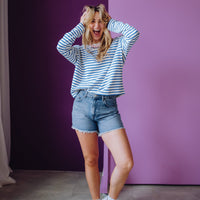 Loose Fit Denim Shorts - Blue