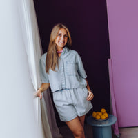 Pull On Denim Short - Blue