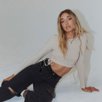 Cece Hammer Wide Leg Knee Rip Jeans Black Denim