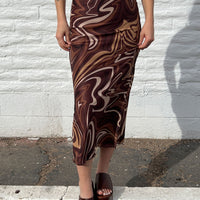 Deanna Midi Skirt Brown